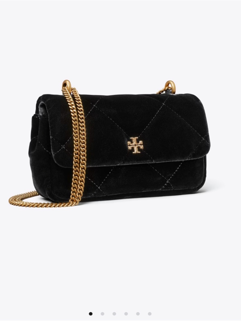 Tory Burch Kira Black Velvet mini flap bag Gold Hardware | NWT
